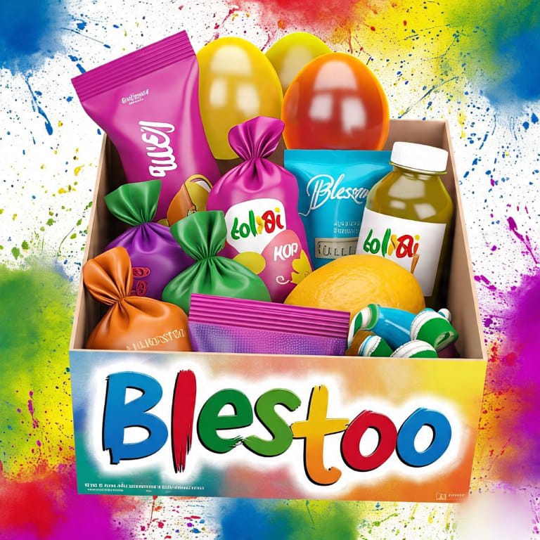 Holi hamper box with herbal gulal and snacks – Blesstoo