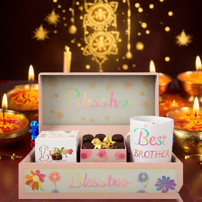 Raksha Bandhan hamper with Rakhi and chocolates – Blesstoo