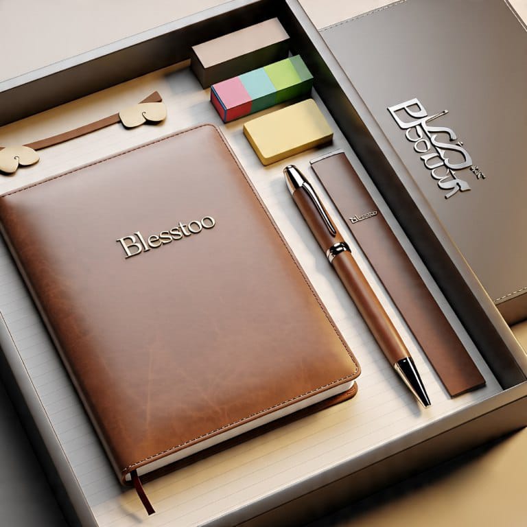 Office notebook gift set with pen and branding – Blesstoo